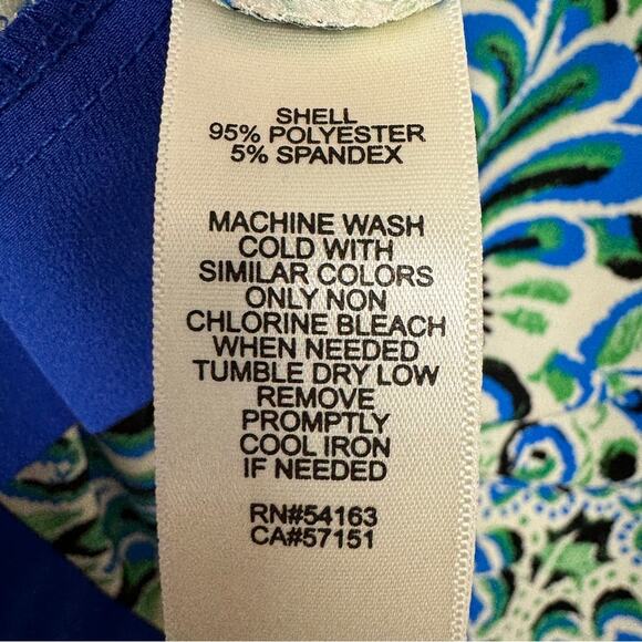 Eliza J Blue Paisley Sheath Dress Womens 4 Mini 3/4 Sleeve Preppy Office Work - Picture 6 of 9